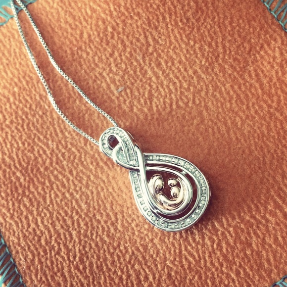 Sterling Silver & Rose Gold Infinity Mother and Child Pendant - Picture 1 of 4